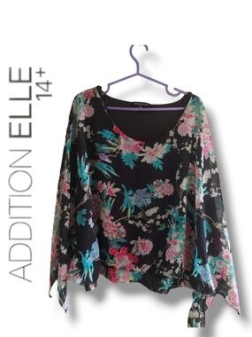 Addition Elle Floral Blouse with Flowy Arms! Plus Size 18